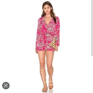 WAYF pink floral romper size XS